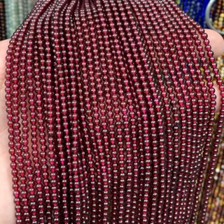 โกเมน พลอยสุขภาพดี Red Garnet 3 mm ทรงกลม เส้นยาว