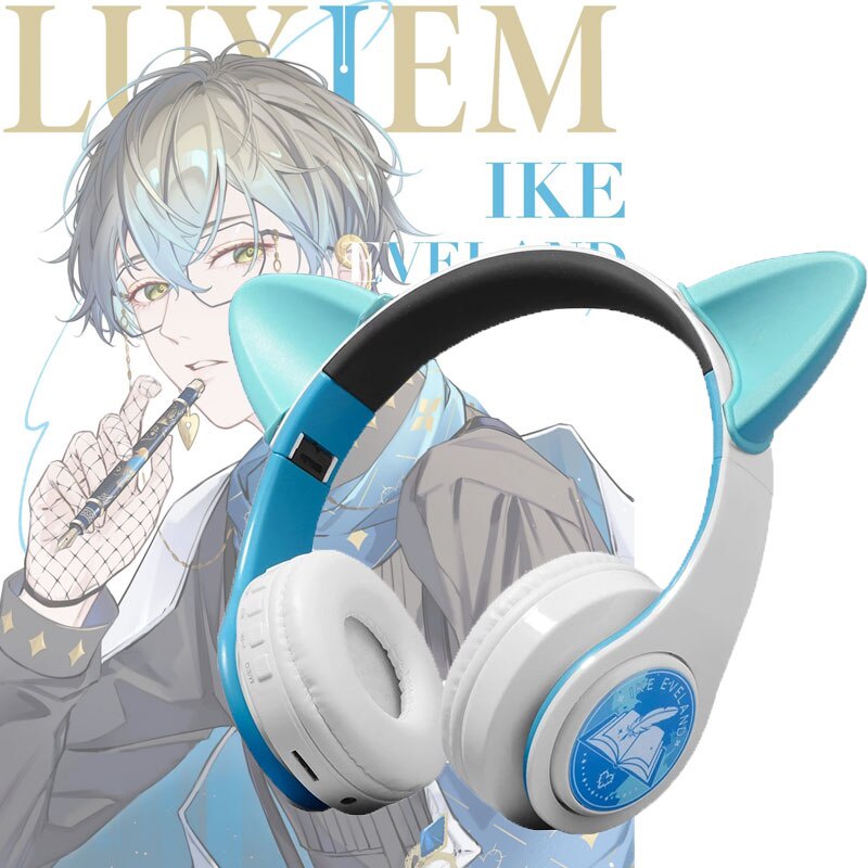 Wireless Bluetooth Headphone Anime Luxiem Vtuber Ike Eveland Cosplay