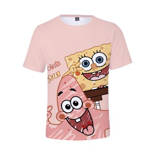 เสื้อยืดแขนสั้น พิมพ์ลาย SpongeBob Patrick Star สําหรับผู้ใหญ่