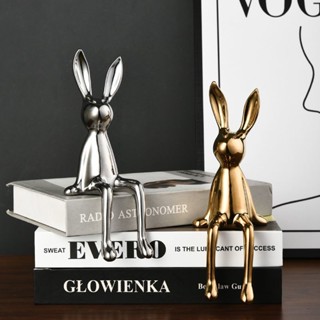 🌙ตกแต่งบ้าน,🌙ชุบทองสร้างสรรค์กระต่ายสง่างามง่าย, กระต่ายสัตว…