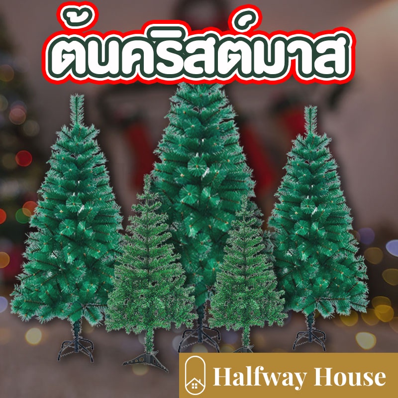 ต้นคริสต์มาส สีเขียว ฐานเป็นเหล็ก Christmas Tree ต้นไม้ประดับตกแต่ง ต้นคริสต์มาสปลอม มีให้เลือก 3 ขนาด 2/3/4 ฟุต