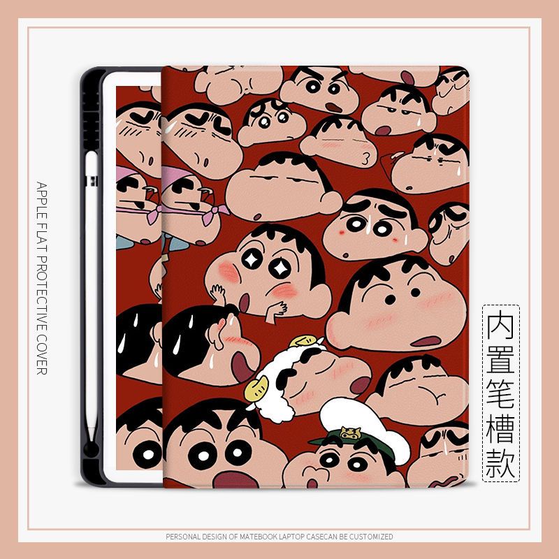 Emoji Crayon Shin-Chan เคสไอแพด mini 4/5/6 air 1/2/3/4/5 เคส มีถาดใส่ปากกา 10.2 gen 7/8/9 10.9 gen 1