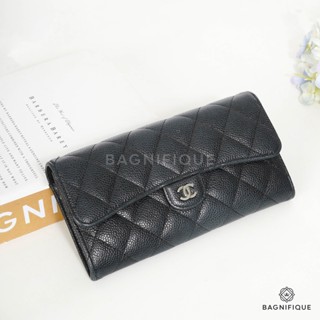 CHANEL CLASSIC FLAP LONG BLACK CAVIAR SHW