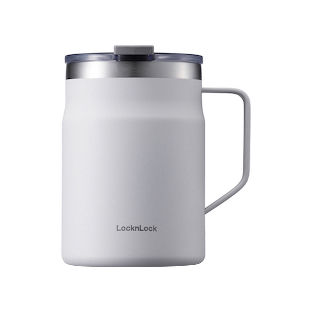 LOCKNLOCK กระติกสูญญากาศ METRO MUG 475 มล. สีขาว แก้วเก็บความเย็น แก้วเก็บความร้อน