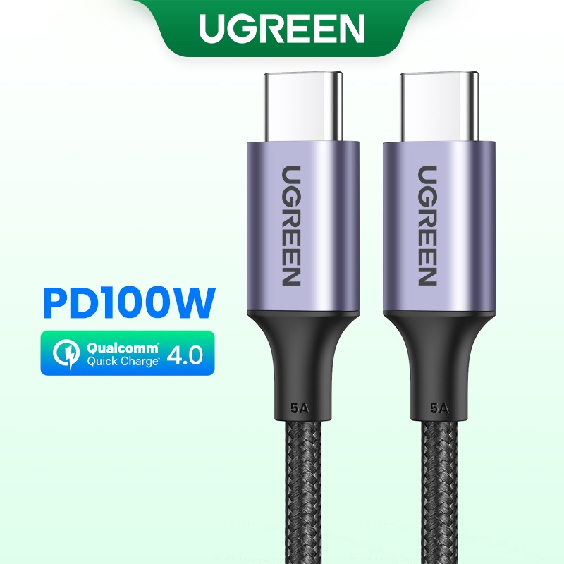 UGREEN Fast Charging 100W สาย 20V 5A ตรง 90 องศาไนลอน Brawed USB C ถึง USB C สําหรับ iPhone 17 PRO M