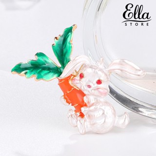 Ellastore123 เข็มกลัด รูปกระต่าย แครอท โลหะผสมเคลือบ สําหรับทุกเพศ