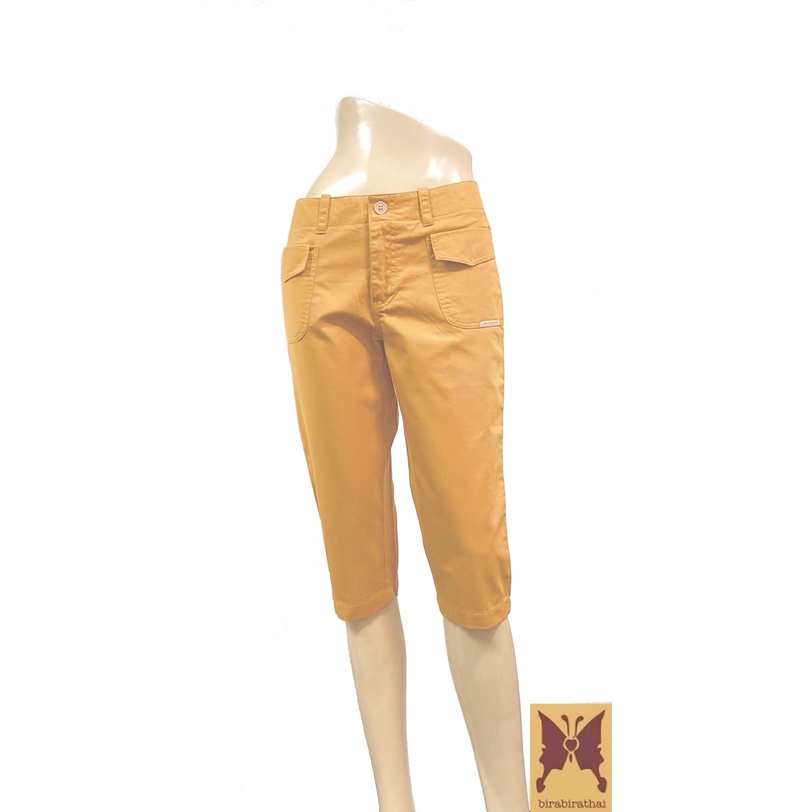 กางเกง 4 ส่วน สีพื้น เหลือง กางเกงขายาว ปิดเข่า สี่ส่วน ลำลอง ไซส์ใหญ่ BIRABIRA  Four Quarter Shorts