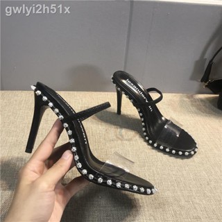 ┅☈aw king tide shoes sandals women s Jin Hyuna same high-heeled shoes women s stiletto open-toe transparent rhinestone o