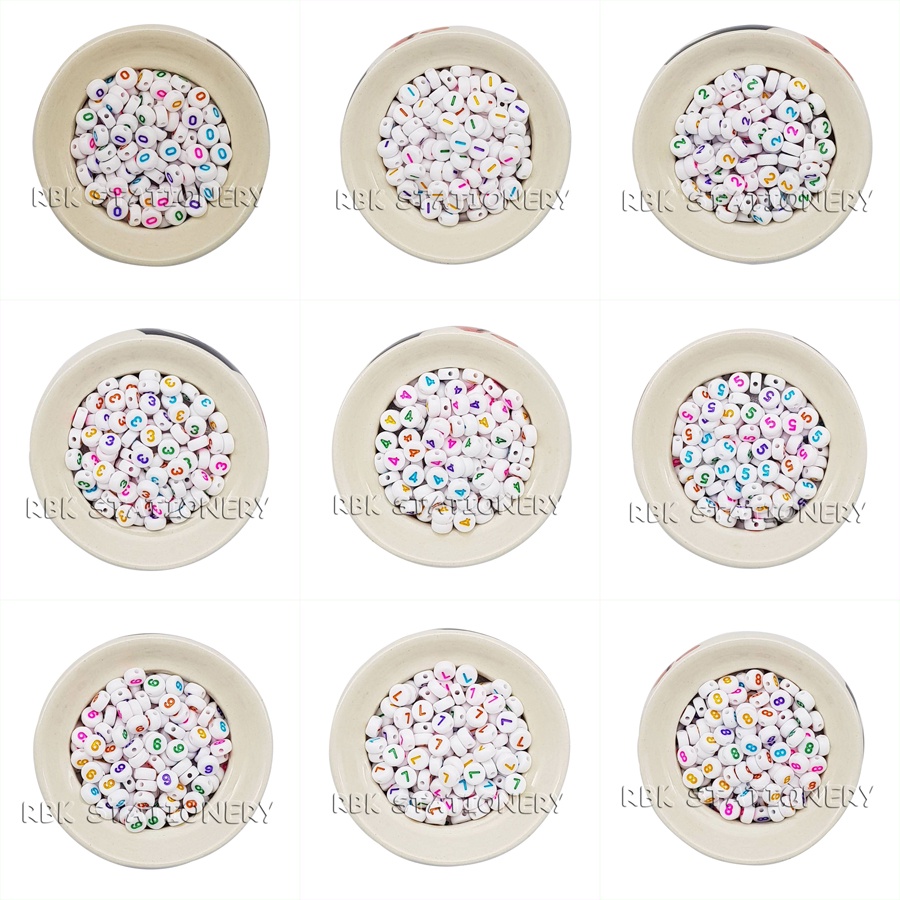 ลูกปัดตัวเลข แบบแยกตัวเลข 0-9 กลมแบน คละสี 15 ชิ้น/ห่อ ลูกปัด DIY อุปกรณ์ร้อยลูกปัด อุปกรณ์ร้อยสร้อยข้อมือ