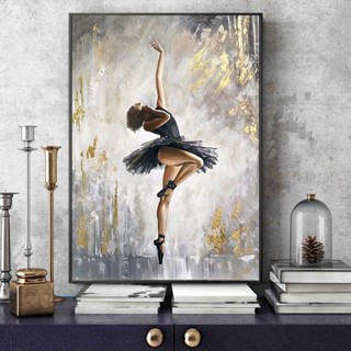 ภาพวาดสีน้ํามันบนผ้าใบ รูปเด็กผู้หญิงเต้นรําบัลเล่ต์ สําหรับห้องนั่งเล่น