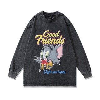 เสื้อแขนยาว Good friends tom and jerry เสื้อy2k สตรีท ฮิปฮอป รุ่นใหม่