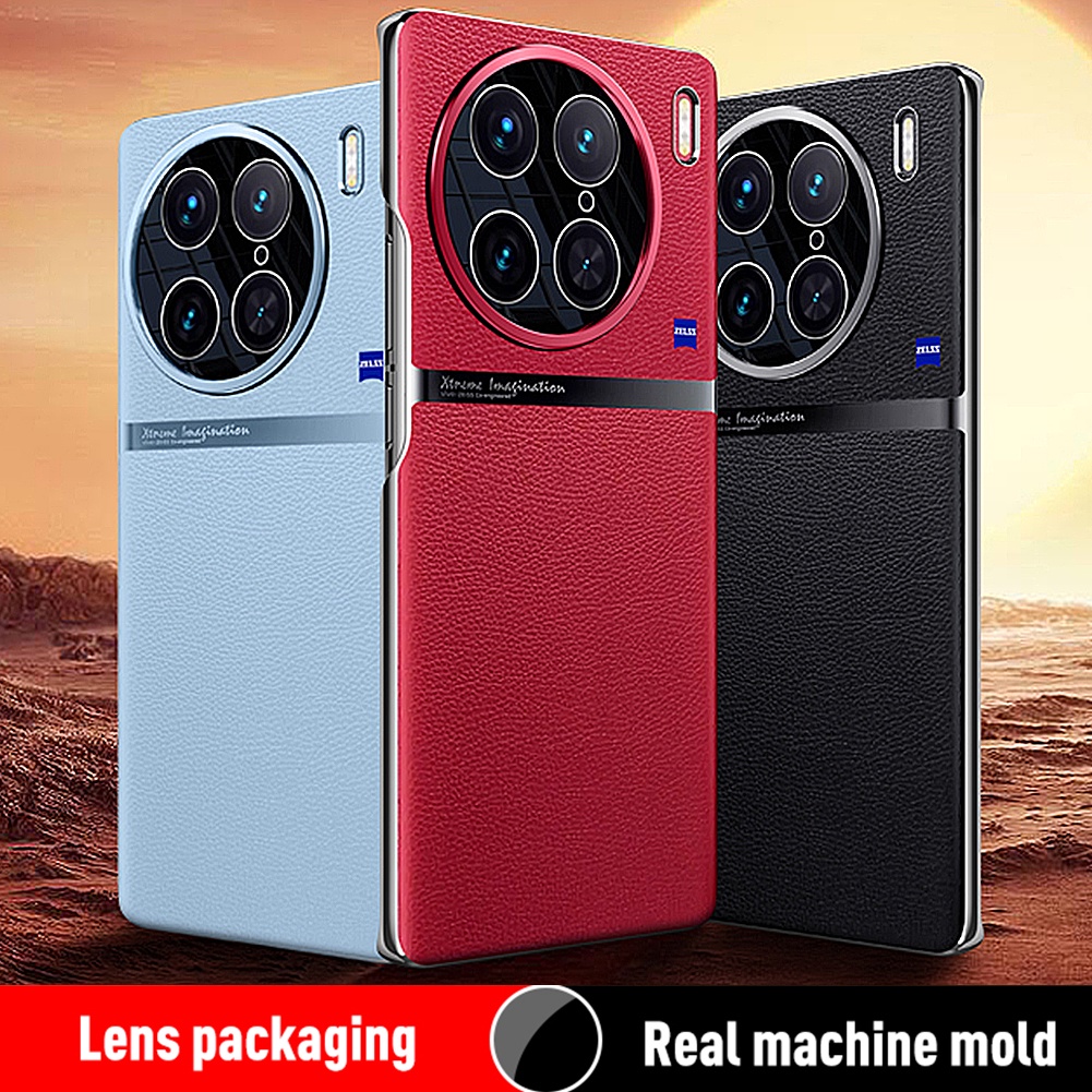 หรูหราหนังชุบสําหรับ Vivo X90 Pro X90Pro + X90S X100 Ultra Thin Hard PC กันกระแทกปกหลัง