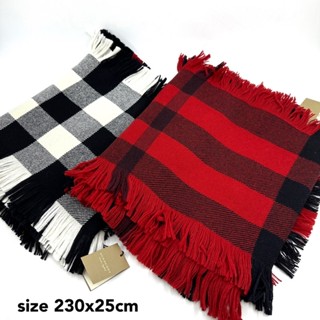 Burberry fringe Scarves / Scarf ผ้าพันคอ ของแท้ เบอร์เบอรี่ สีดำ สีแดง แบรนด์เนม กันหนาว เที่ยว ของขวัญ สวย