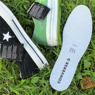 Converse [Lexiang] เชือกผูกรองเท้าผ้าใบ ผ้าฝ้ายแท้ สองชั้น ลายดาวเดียว สีดํา สีขาว158369C