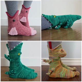 พร้อมส่ง🔥 ถุงเท้าจระเข้ ถุงเท้าจระเข้งับขา ถุงเท้า Knit 🐊 crocodile leg socks jolietwins ถุงเท้าแฟนซี ถุงเท้าไดโนเสาร์