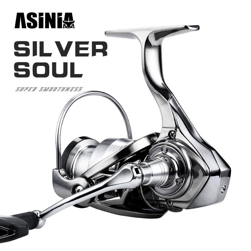 Asinia Spining Reel SILVER SOUL 12+1BB อัตราทดเกียร์ 5.2:1 With15KG ล้อหมุนลากสูงสุด
