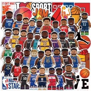 ❉ ดาวบาสเก็ตบอล NBA สติกเกอร์ตัวต่อเลโก้ ซีรีส์ 01 ตลก ❉ สติกเกอร์แฟชั่น กันน้ํา DIY 50 ชิ้น/เซต