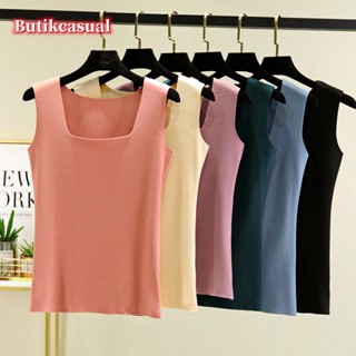 พร้อมส่ง เสื้อยืดแขนกุด คอกลม ทรงหลวม แฟชั่นฤดูใบไม้ร่วง และฤดูหนาว สําหรับผู้หญิง