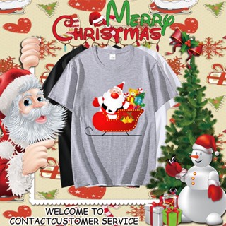 เสื้อผ้าคริสต์มาส เสื้อยืด เสื้อยืดสีขาวผู้หญิง เสื้อ Christmas เสื้อวันคริสต์มาส เสื้อไหมพรมคริสต์มาส คอกลม 80