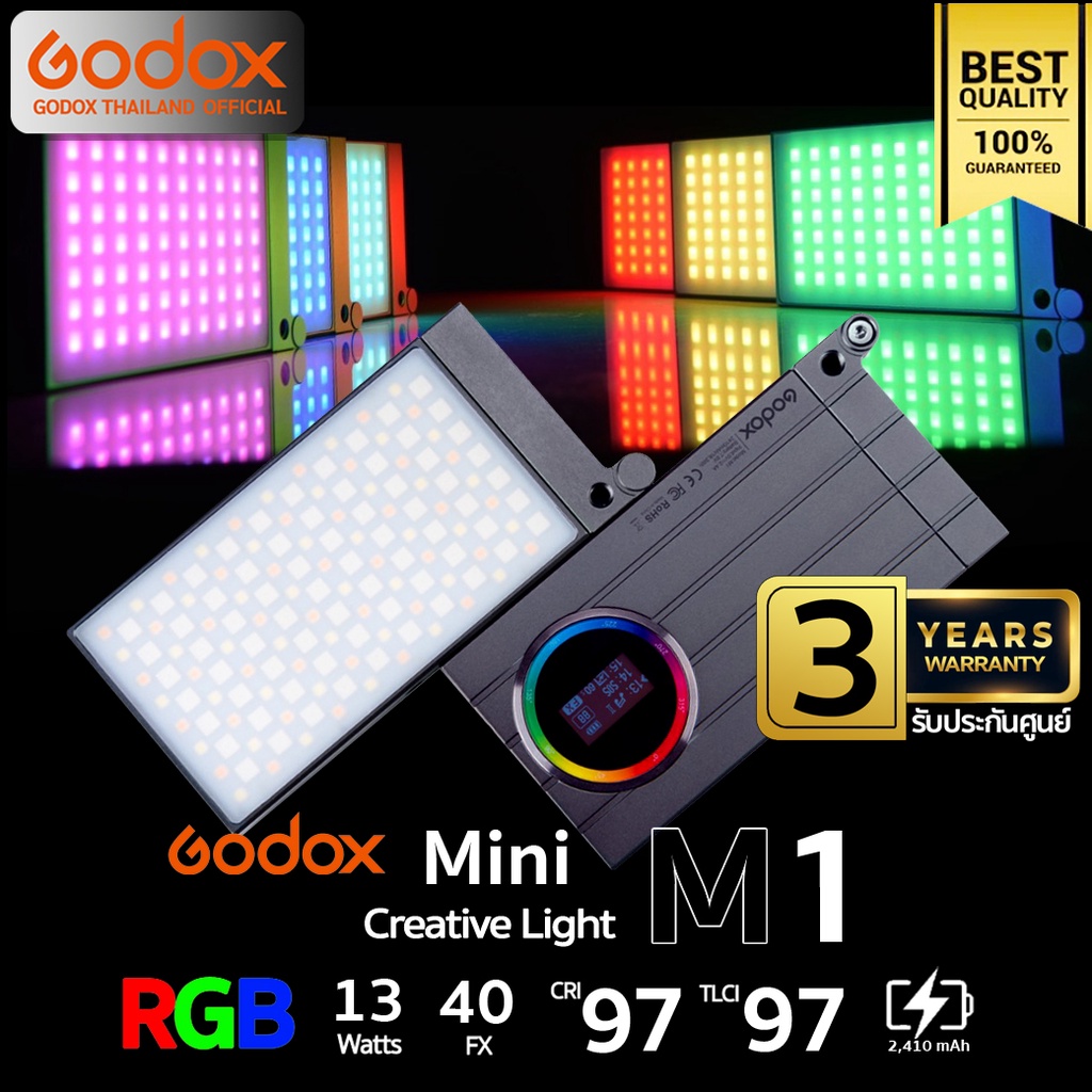 Godox LED M1 RGB 13W 2500-8500K 2410mAh - รับประกันศูนย์ Godox Thailand 3ปี