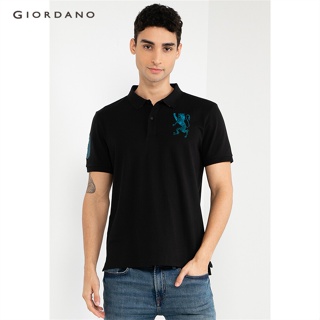 GIORDANO เสื้อโปโลผู้ชาย ปักสิงโต - Mens 3D Lion Polo 01011222