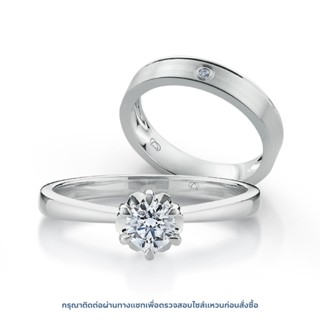 เซตแหวนเพชร Young Six Prongs Solitaire &amp; Young Satin Diamond Lining Band Bundle Set (RC807-RM806)