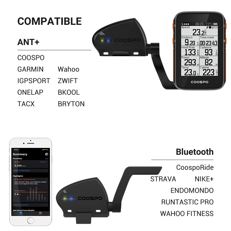 Coospo BK805 เซนเซอร์วัดความเร็วจักรยาน และจังหวะ รูปที่ 2