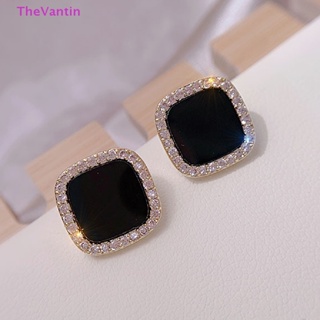 Thevantin Cubic Zirconia ต่างหูคริสตัล พลอยเทียม ต่างหูกระดุม เครื่องประดับจัดงานแต่งงาน ของดี