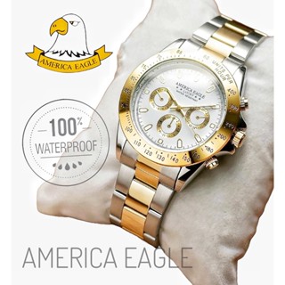 America Eagle นาฬิกาข้อมือผู้ชาย กันน้ำ100% สายแสตนเลส สีเงิน 2กษัตริย์ นาฬิกาอเมริกันอิเกิ้ล นาฬิกาผู้ชายสายเหล็ก RC819