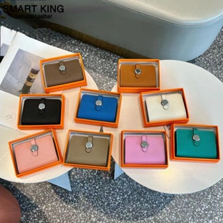 Smart King ใหม่ กระเป๋าสตางค์ ใบสั้น หนังวัวแท้ ใส่เหรียญได้ อเนกประสงค์ แฟชั่นสําหรับผู้หญิง