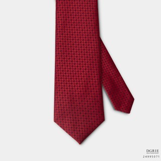 Red Check Dot Navy Texture R/N 3 Inch Necktie-เนคไทสีแดงลายตารางจุดสีกรม