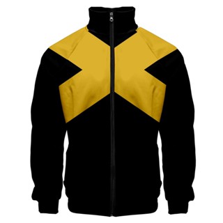 X-men เสื้อแจ็กเก็ต มีซิป ลายนกฟินิกซ์ สีดํา สําหรับผู้ชาย