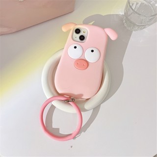 เคสโทรศัพท์มือถือแบบนิ่ม ลายหมูสีชมพูน่ารัก 3D พร้อมสายคล้องข้อมือ สําหรับ Reno 10 Pro 8T 5G 9 Pro 8Z 7Z 8 7 Lite 4Z A1 Pro 5G Realme Q3T Q3S GT Neo 2 GT Q3 เคสโทรศัพท์ซิลิโคน