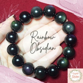 CupidSister สร้อยข้อมือหิน เรนโบว์ออบซิเดียน Rainbow Obsidian กำไลหินนำโชค Collectible Size ขนาด 14 มิล