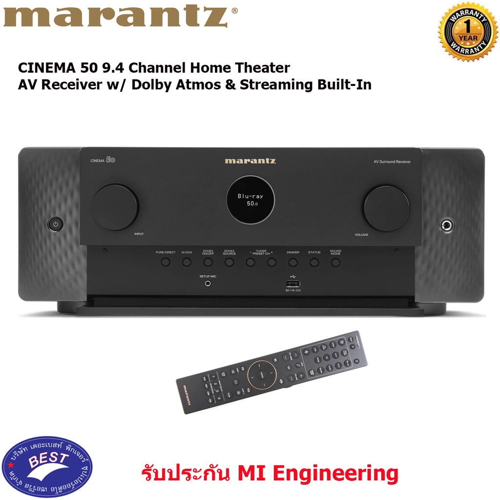 Marantz CINEMA 50 9.4 Channel Home Theater AV Receiver w/ Dolby Atmos & Streaming Built-In