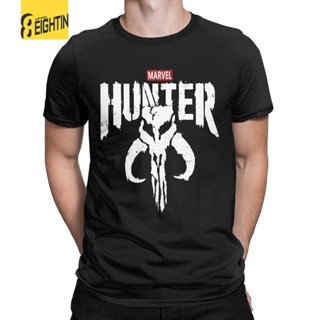 เสื้อยืดผ้าฝ้ายพรีเมี่ยม เสื้อยืดแขนสั้น ผ้าฝ้าย พิมพ์ลายดิสนีย์ The Hunter Mandalorian สไตล์วินเทจ สําหรับผู้ชาย CHohhp