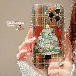 เคสโทรศัพท์มือถือ ซิลิโคนนิ่ม Tpu ลายต้นคริสต์มาส พร้อมกริปต๊อก สําหรับ IPhone 13 13pro 13mini 14 14pro 14max 12 11 Pro Max IX XR SE2 Plus