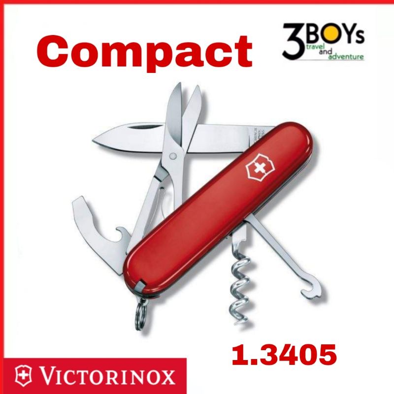 มีด VICTORINOX รุ่น Compact มีดพกสวิส 15 ฟังก์ชั่น 1.3405 น้ำหนักเบา พกง่าย มีปากกา และกรรไกร น่าใช้งาน