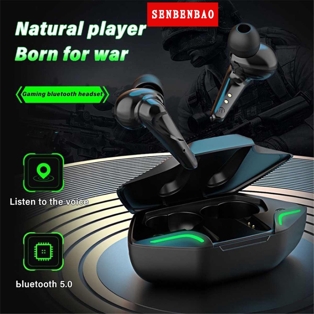 𝗚𝗔𝗠𝗜𝗡𝗚 𝗘𝗔𝗥𝗣𝗛𝗢𝗡𝗘 TWS หูฟังบลูทูธ ชุดหูฟังไร้สาย สำหรับเล่นเกม PUBG เวลาแฝงต่ำ โหมดคู่ เสียงเบสสเตอริโอรอ