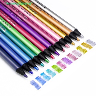 AmongSpring&gt; 12 Color Metallic Colored Pencils Drawing Sketching Set Coloring Colour Pencils new