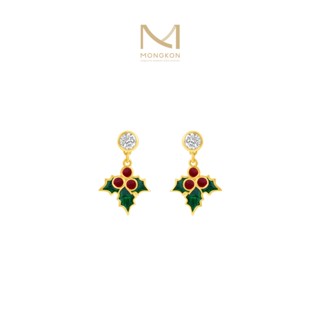 Mongkon Gold ทองคำแท้บริสุทธิ์สูง 96.5% ต่างหู 1 สลึง Mistletoe