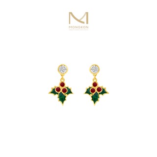 Mongkon Gold ทองคำแท้บริสุทธิ์สูง 96.5% ต่างหู 1 สลึง Mistletoe