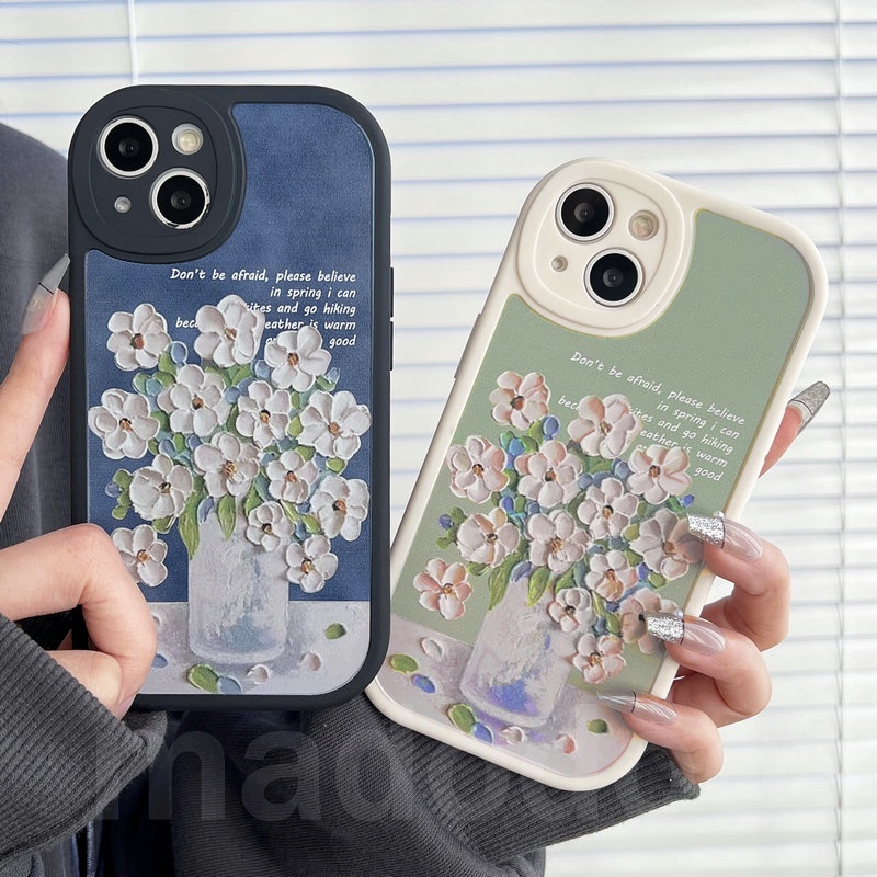Casing Samsung Galaxy A15 A12 A13 A23 A73 A53 A33 A52 A52S A50 A50S A30S A11 A31 A70 A20 A30 A10S A22 LTE M11 M12 M22 M23 M32 M31 A32 A03S A02S A21S A51 A72 A71 4G 5G Oil painting Flowers Oval Edge Airbag Shockproof Soft Phone Case XPN 29
