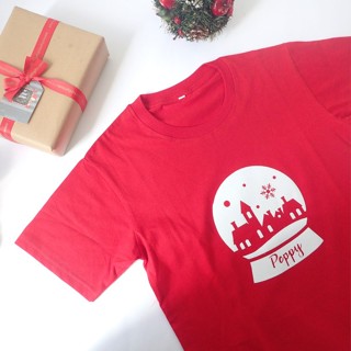 Kaos Natal Custom Print Snowball / T-shirt Custom / Kaos Christmas - Merah