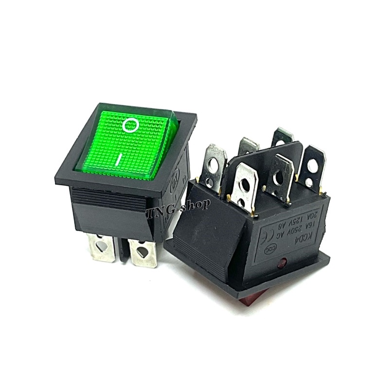 สวิตช์มีไฟ 6 ขา 16A 250V 20A125V รุ่น KCD-4 6P คุณภาพมาตรฐาน สวิตซ์กระดก