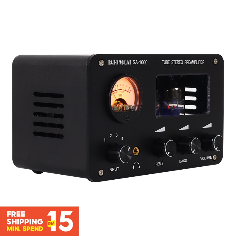 Sa1000 HiFi Lossless Switching ตัวเลือกเสียง 4 ใน 2 ออก 6H3N หลอดหูฟังด้านหน้าเครื่องขยายเสียง VU เมตร