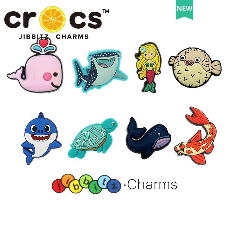 jibbitz crocs ของแทั กระดุมหัวเข็มขัด รูปเต่าทะเลฉลาม อุปกรณ์เสริม สําหรับตกแต่งรองเท้า