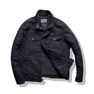 Levis Black Canvas Trucker Jacket รอบอก 48”