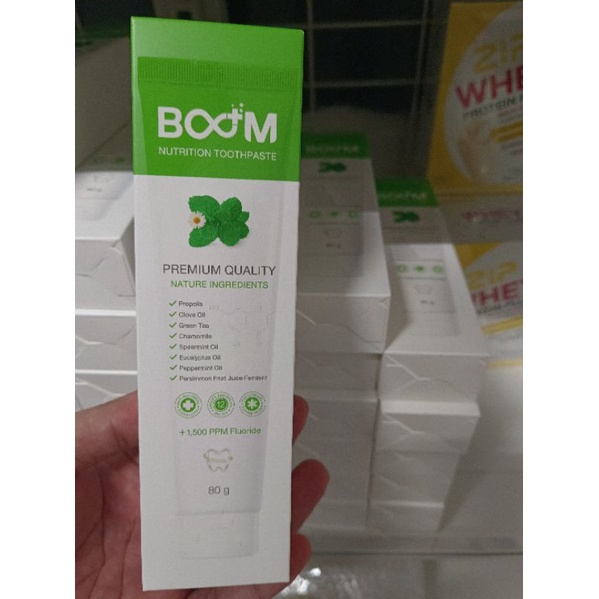 ฟลูออ​ไรด์​ยาสีฟันสมุนไพร Boom ลดคราบพลัค นาโนไมโครเจลของแท้ % เด็กใช้ได้​ หมดอายุ 01/2570 ขายส่ง
