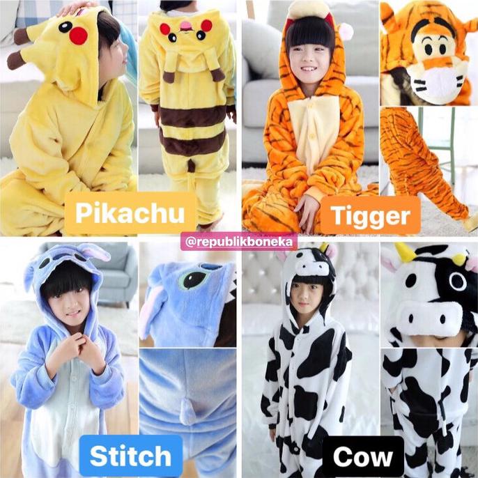 เสื้อผ้าชิ้นเดียวของผู้หญิง DINO PIKACHU TIGER CAT PIG PAJAMA COSTUME